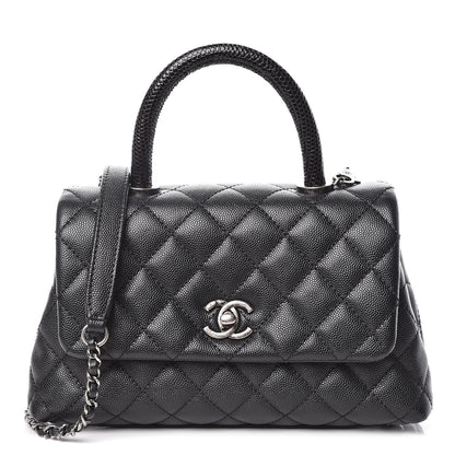 Chanel Caviar Lizard Quilted Mini Coco Handle Flap Black 1 of 9