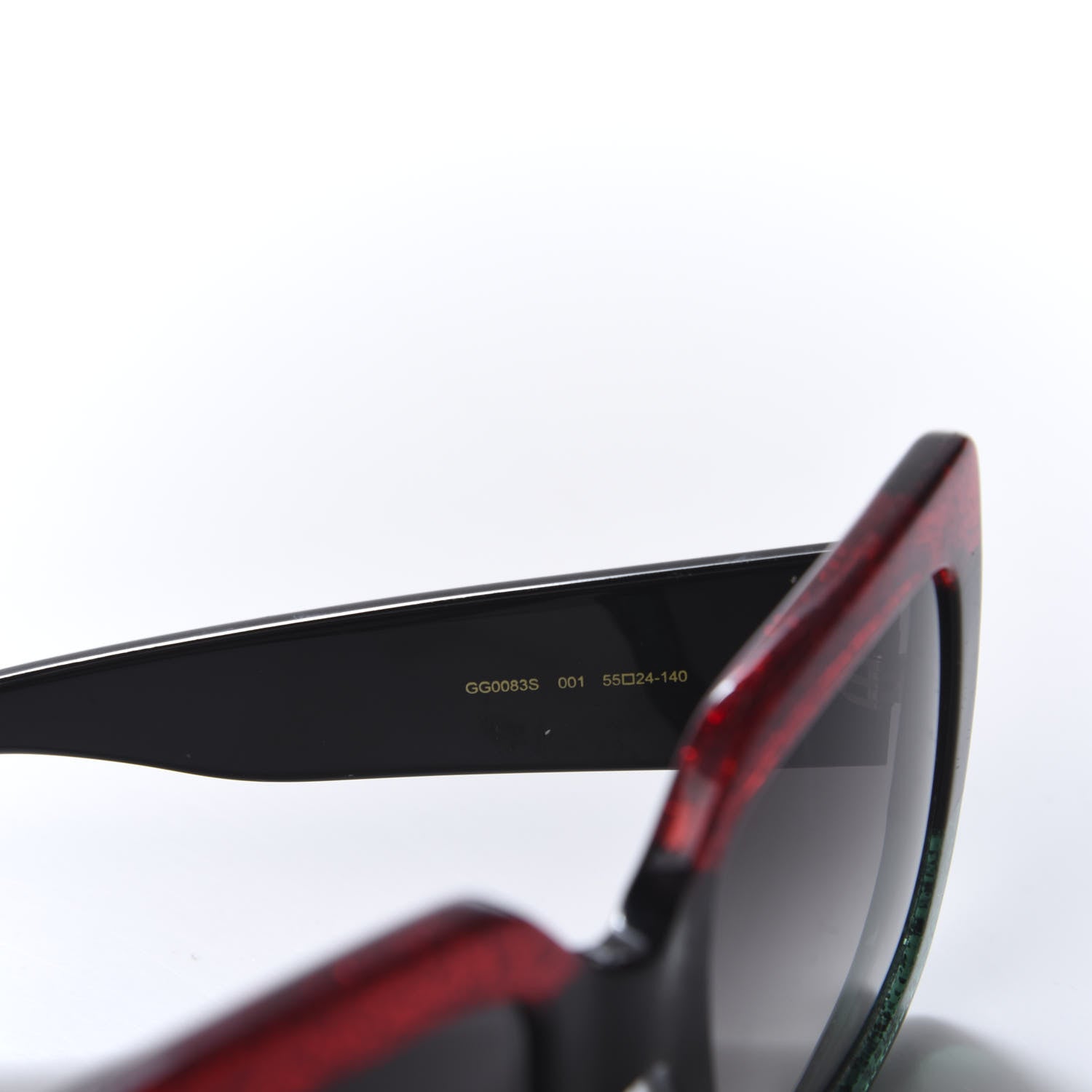 Gucci Acetate Square Frame Sunglasses GG0083S Glitter Red Black Green 5 of 7