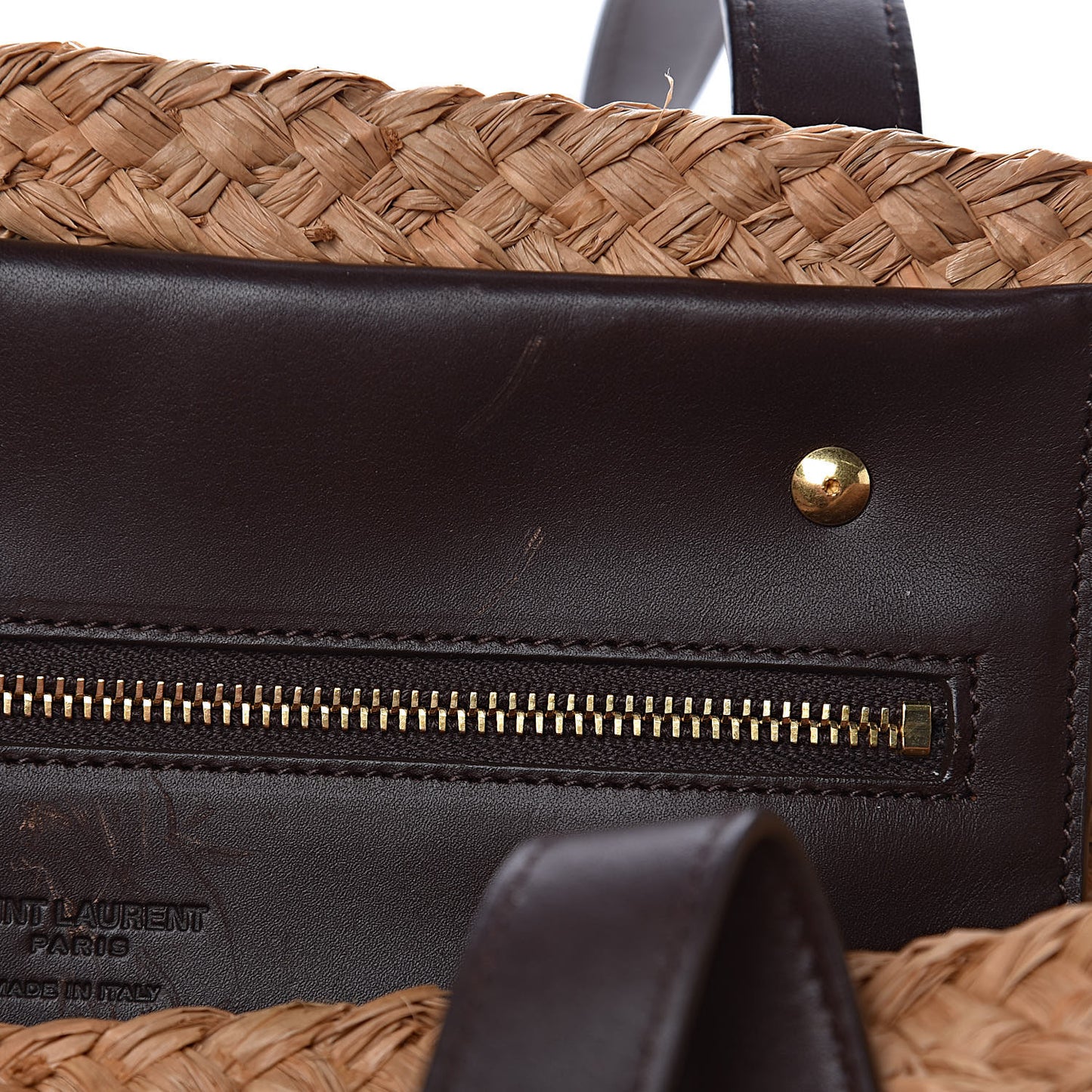 Raffia Calfskin Medium Panier Tote