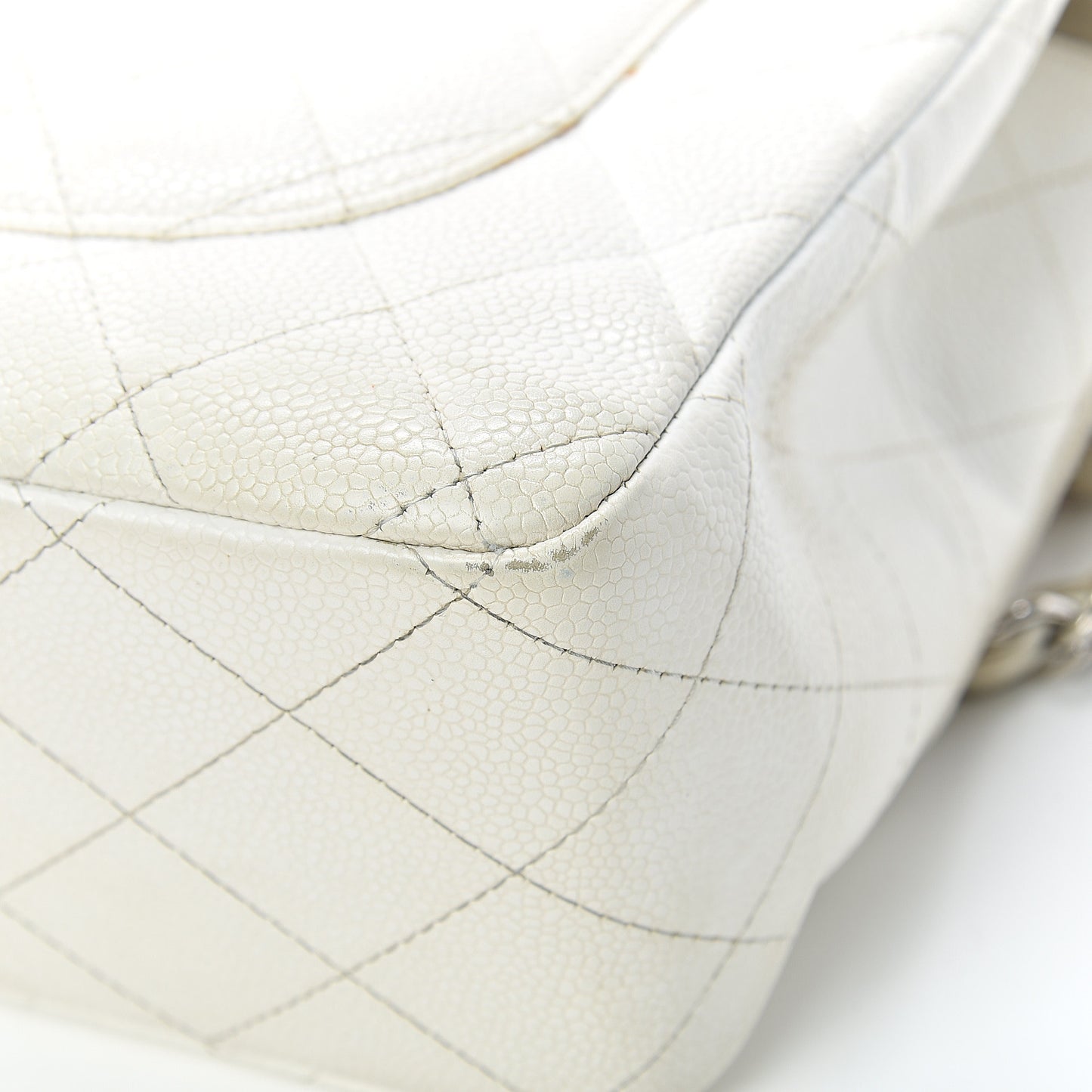 Caviar Quilted Jumbo Single Flap White