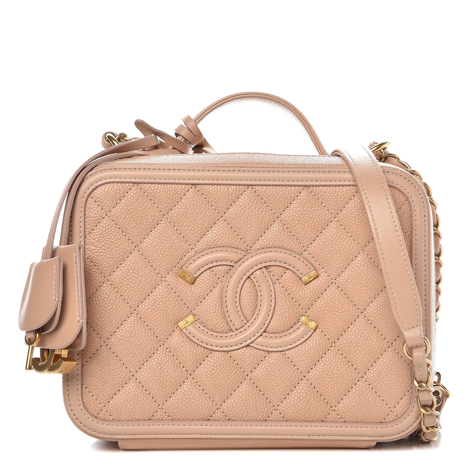 Chanel Caviar Quilted Medium CC Filigree Vanity Case Beige 1 of 8