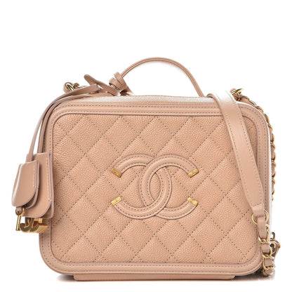 Chanel Caviar Quilted Medium CC Filigree Vanity Case Beige 1 of 8