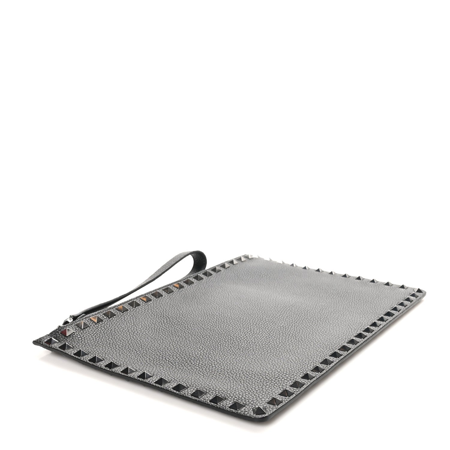 Valentino Garavani Vitello Monochrome Large Rockstud Zip Pouch Black 4 of 8