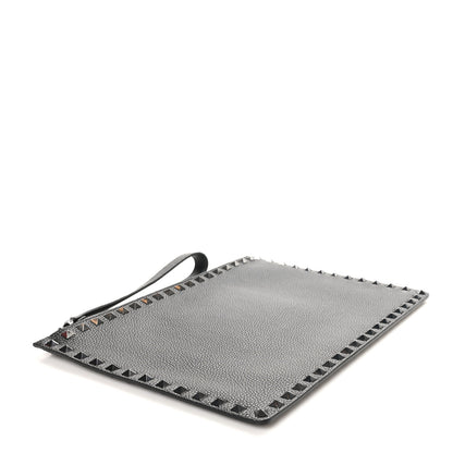 Valentino Garavani Vitello Monochrome Large Rockstud Zip Pouch Black 4 of 8