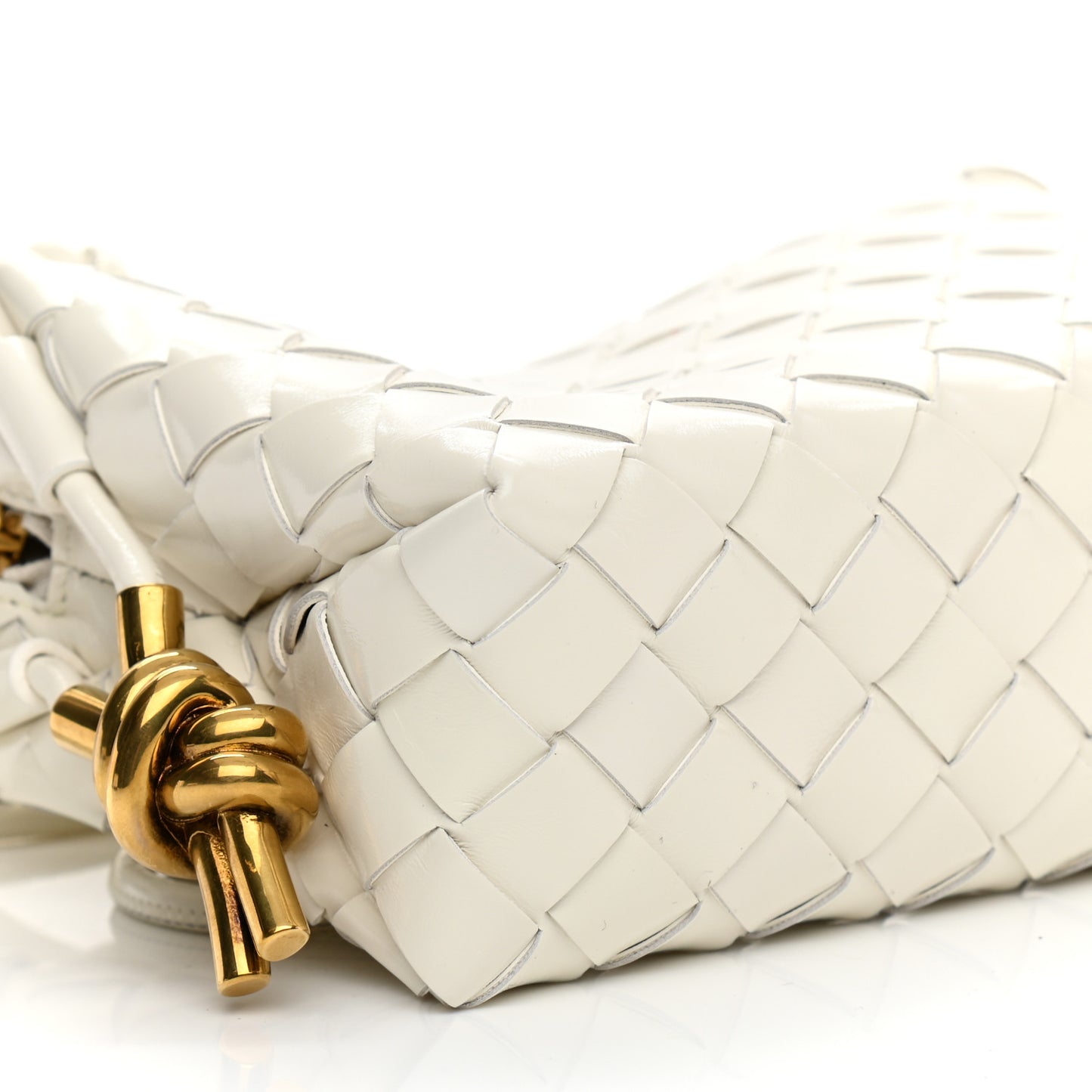 Nappa Intrecciato Metallic Knot Mini Loop Camera Bag Bone