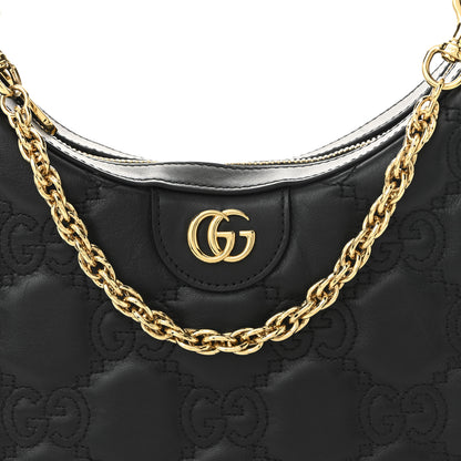 Gucci Calfskin GG Matelasse Small Hobo Shoulder Bag Black Natural 8 of 10
