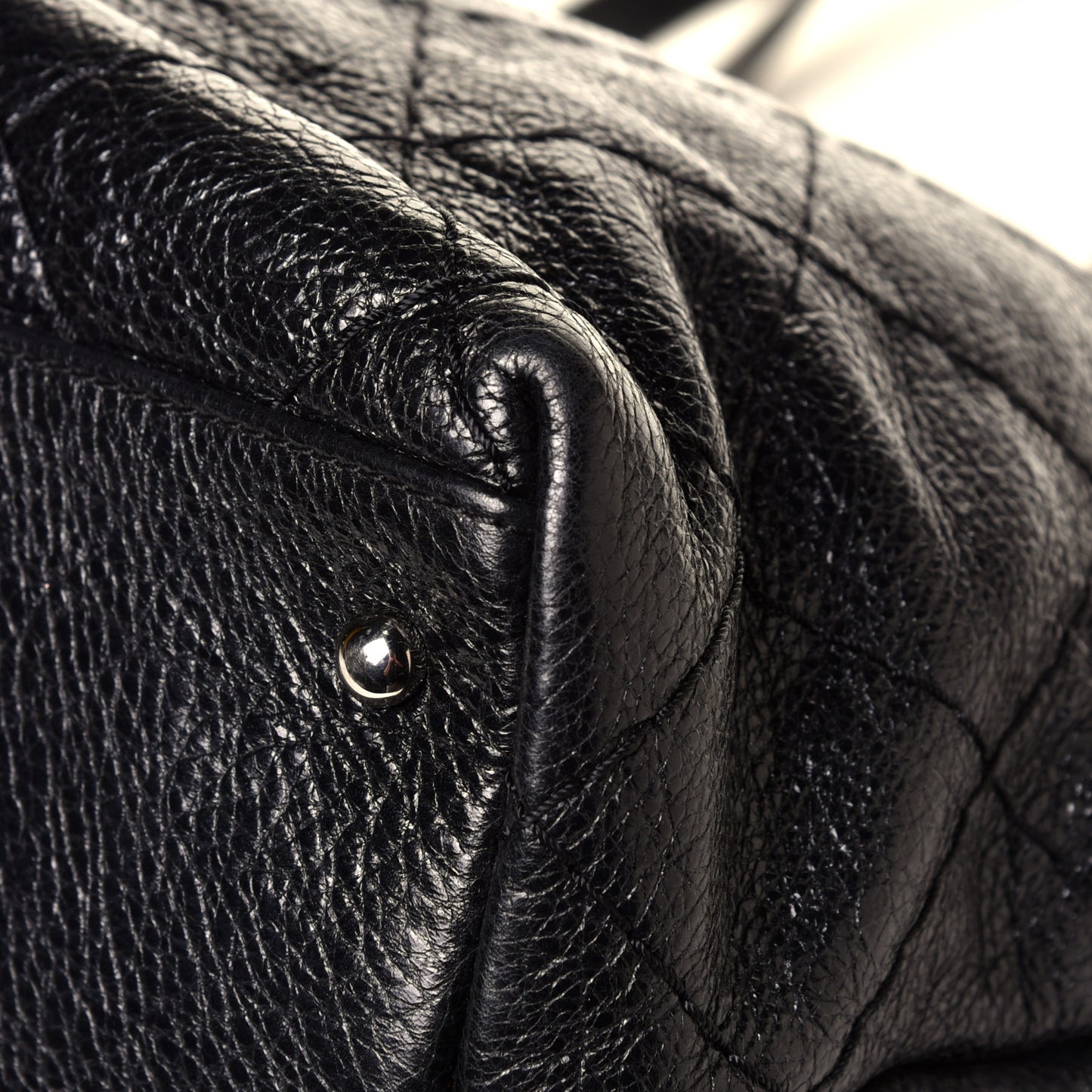Glazed Calfskin Large On The Road Tote Black