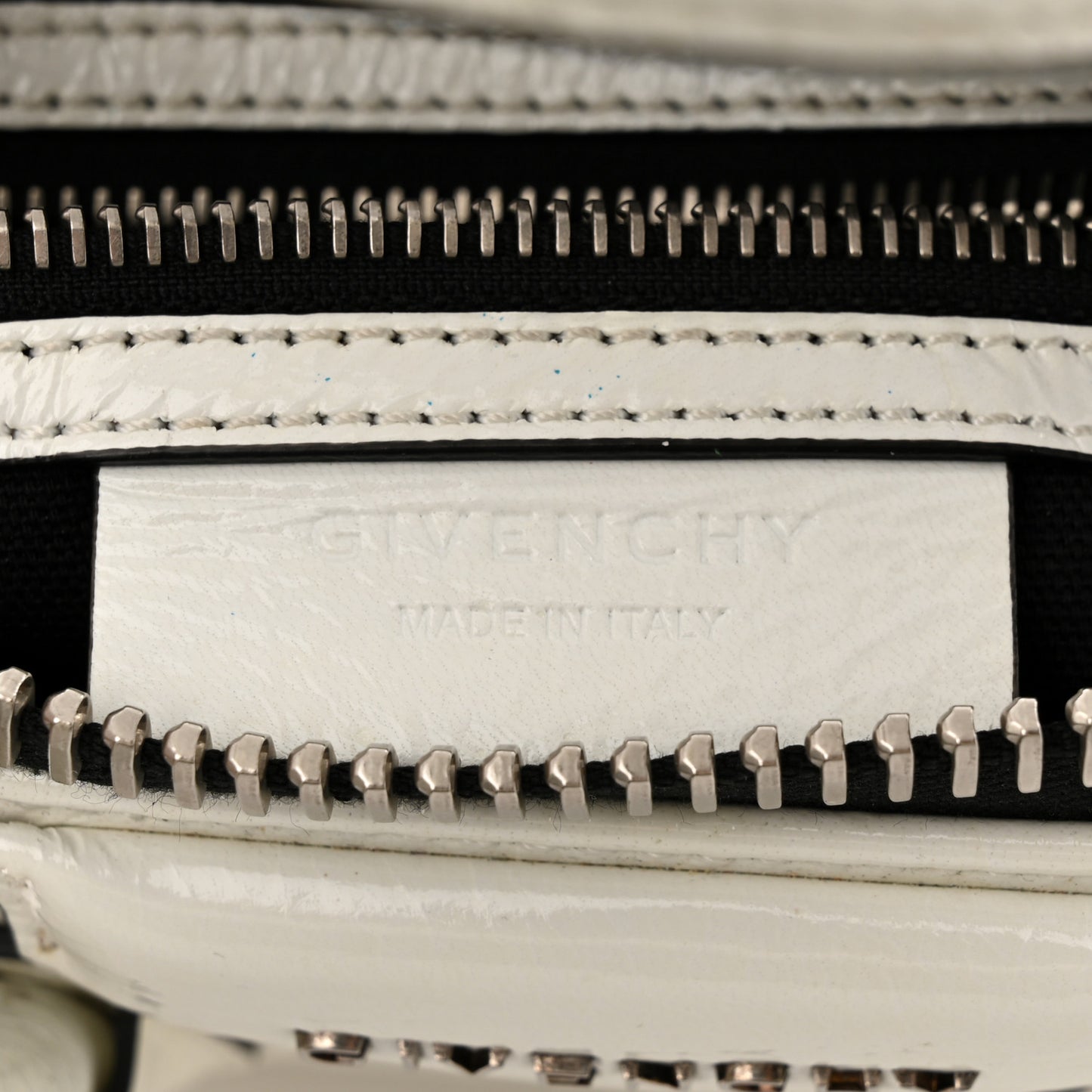 Crinkled Patent Calfskin Mini Antigona White