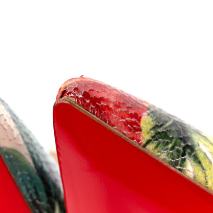 Christian Louboutin Crackled Calfskin Hawaiian Print Pigalle Follies 100 Pumps 40.5 White 8 of 9