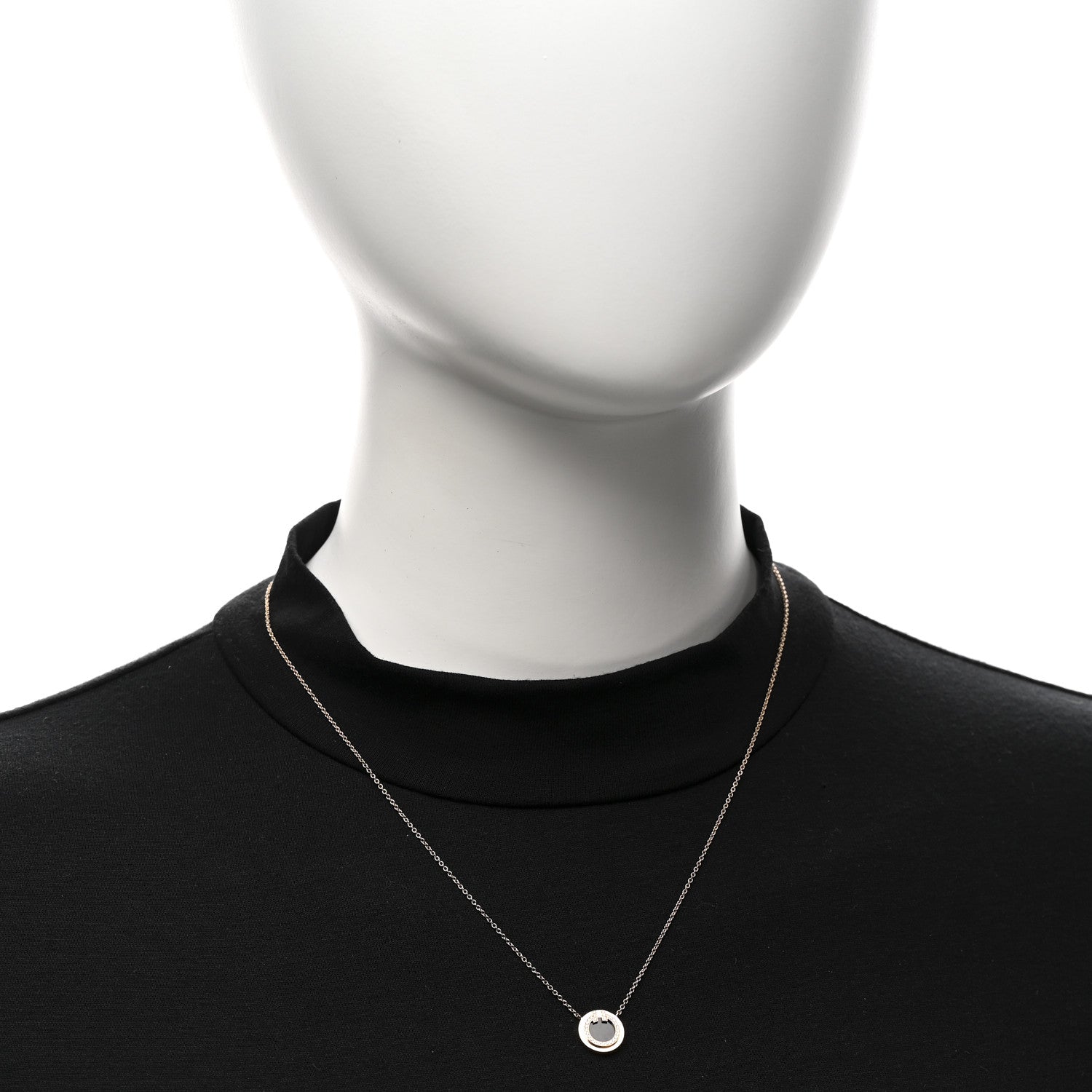 Tiffany 18K Rose Gold Diamond Black Onyx Small T Circle Pendant Necklace 2 of 6