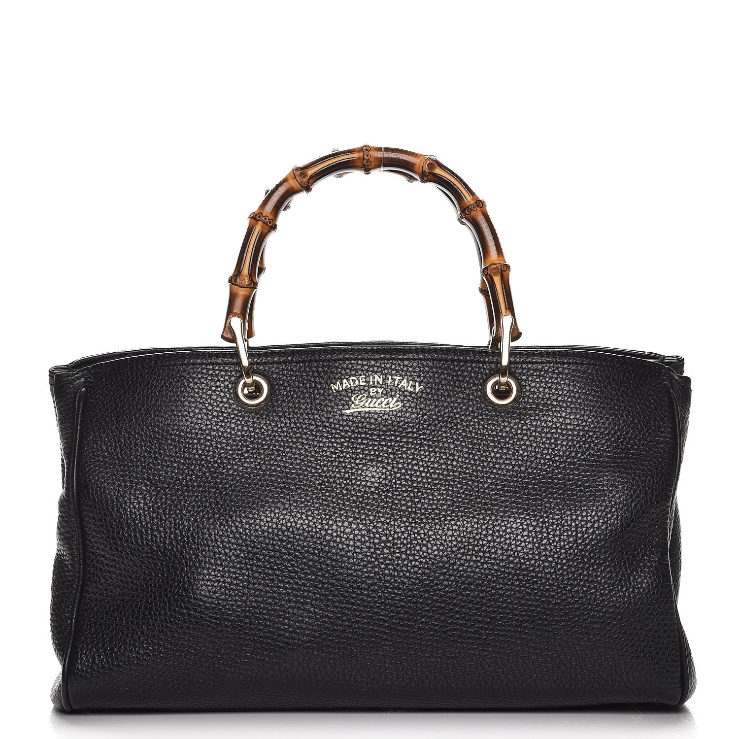 Gucci Pebbled Calfskin Medium Bamboo Shopper Tote Black 1 of 8
