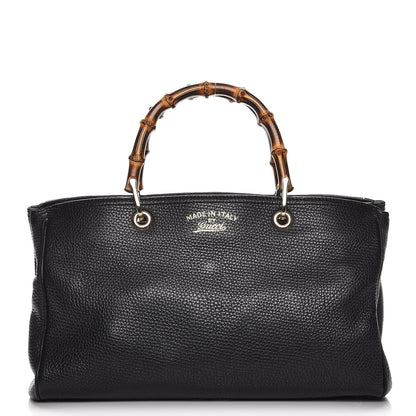 Gucci Pebbled Calfskin Medium Bamboo Shopper Tote Black 1 of 8