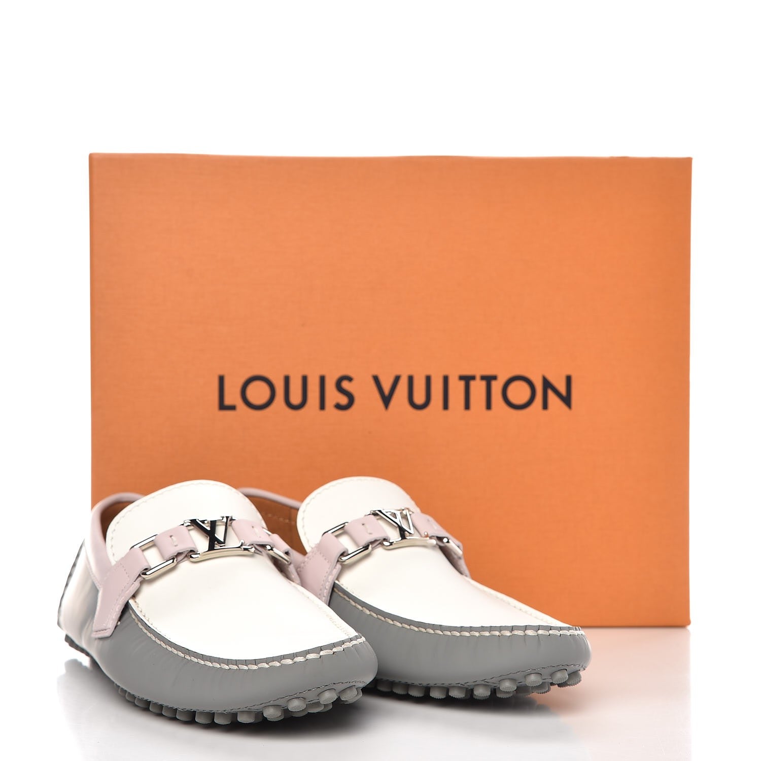 Louis Vuitton Rubber Mens Hockenheim Mocassins 6 Grey Pink 9 of 9