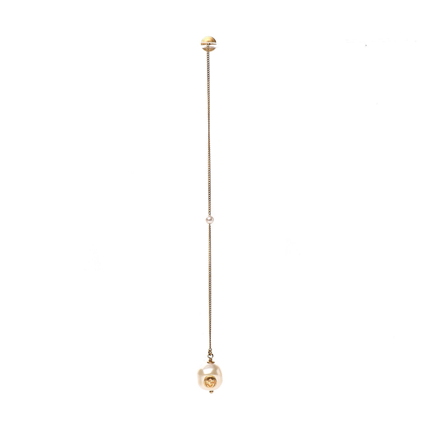 Faux Pearl Interlocking G Single Pendant Earring