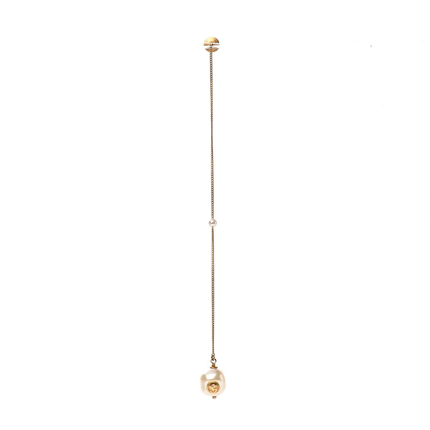 Gucci Faux Pearl Interlocking G Single Pendant Earring 1 of 4