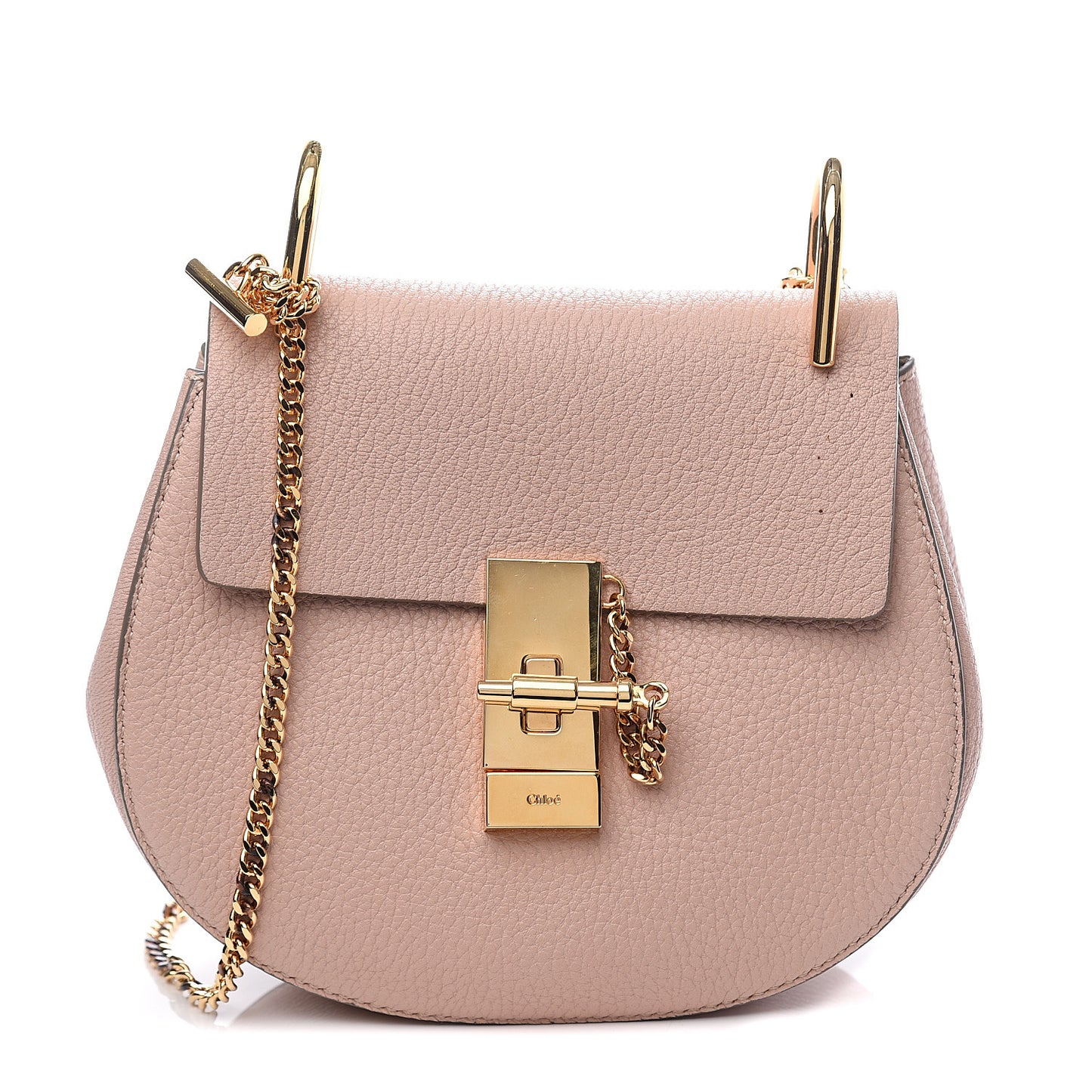 Grained Lambskin Mini Drew Shoulder Bag Cement Pink