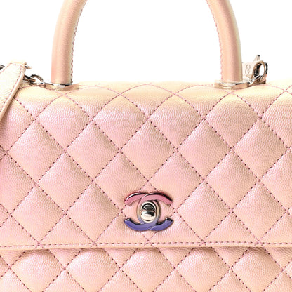 Chanel Iridescent Caviar Quilted Mini Coco Handle Flap  Pink 8 of 10