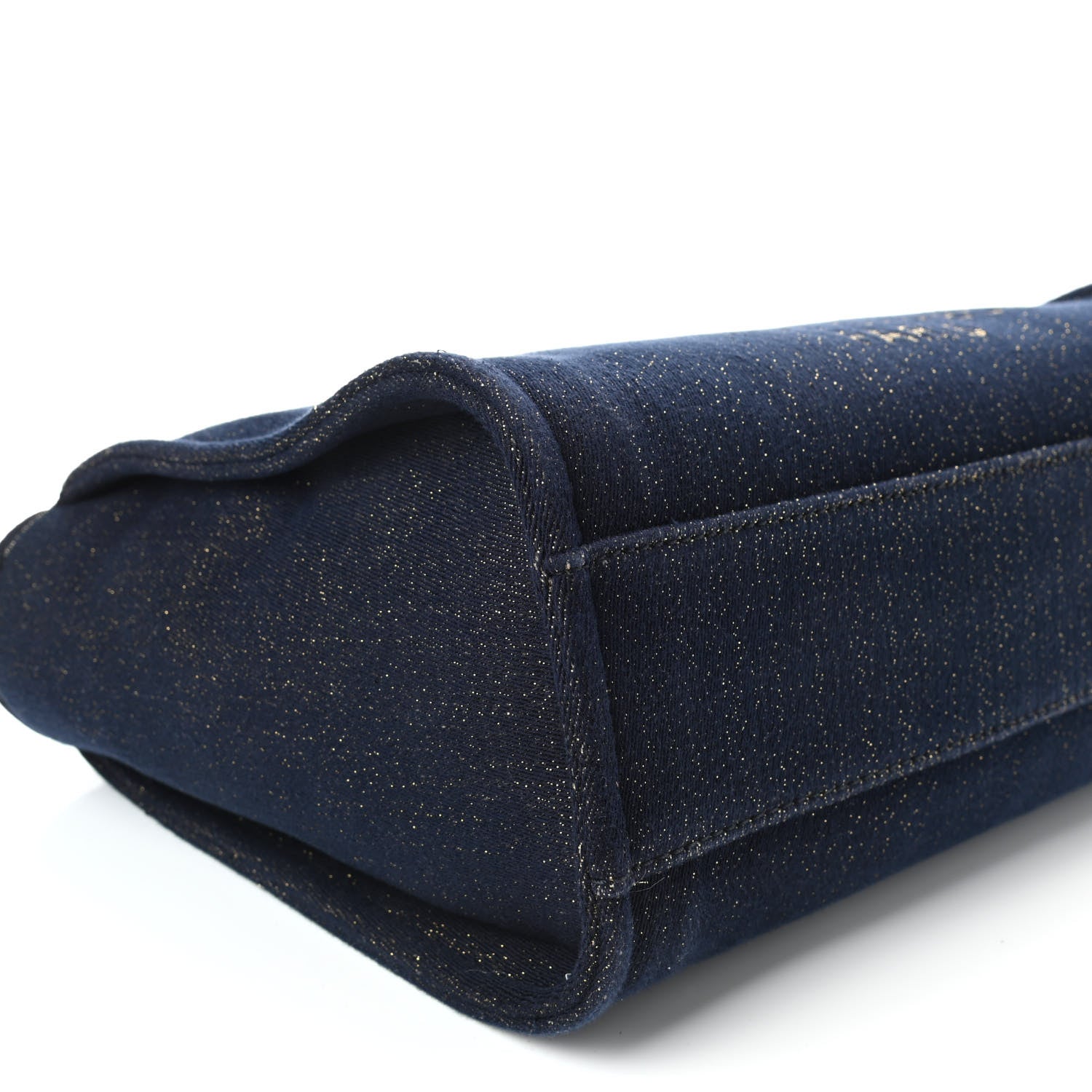 Chanel Lurex Canvas Small Deauville Tote Navy Blue Gold 9 of 10