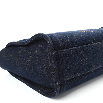 Chanel Lurex Canvas Small Deauville Tote Navy Blue Gold 9 of 10