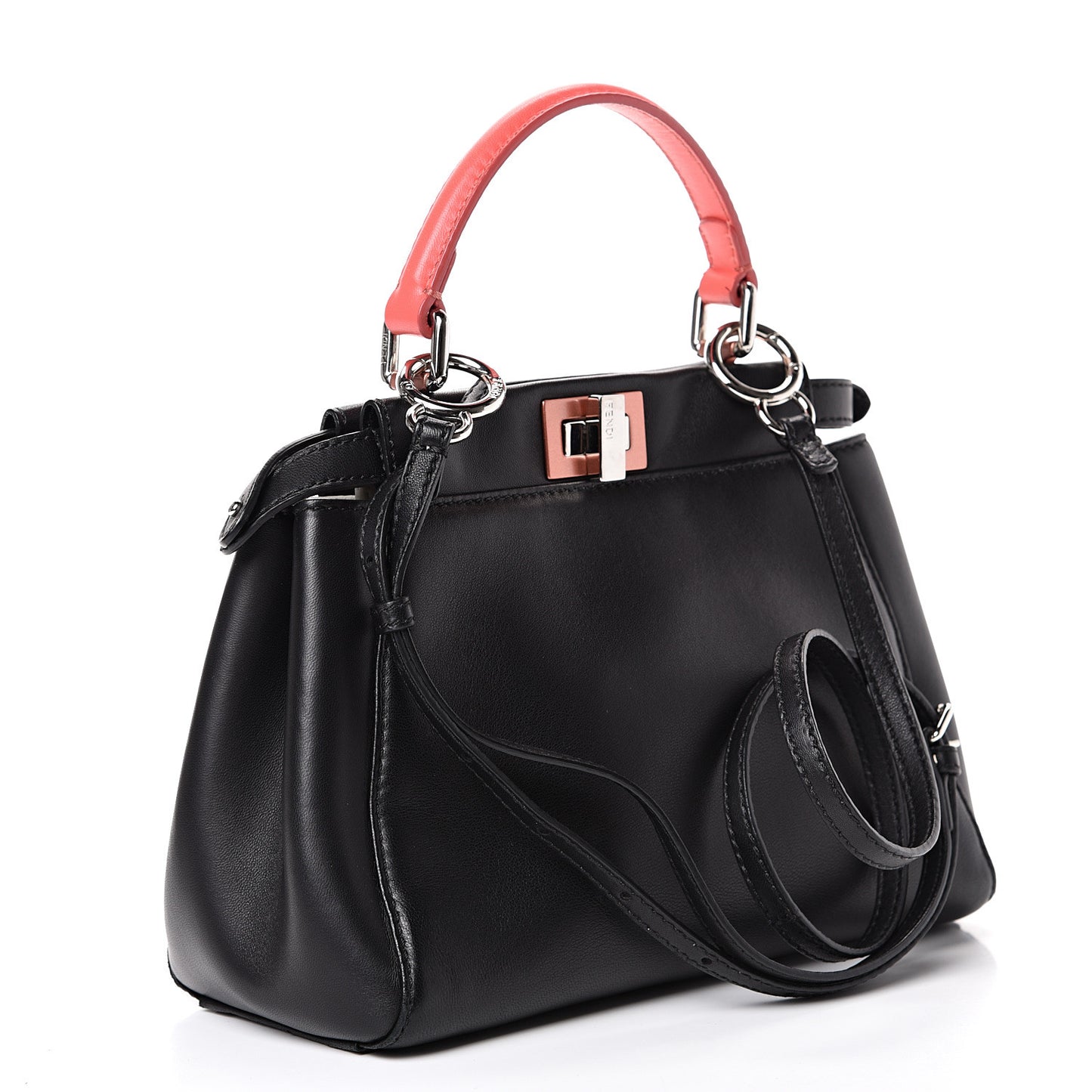 Nappa Colorblock Mini Peekaboo Iconic Satchel Black White Ecstasy