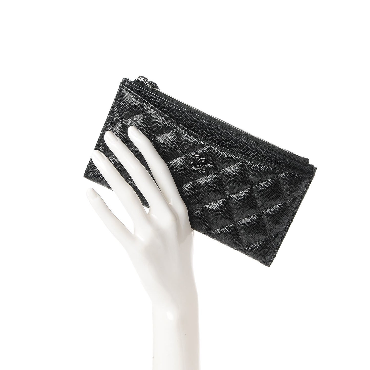 Caviar Quilted Classic Zip Pouch Black