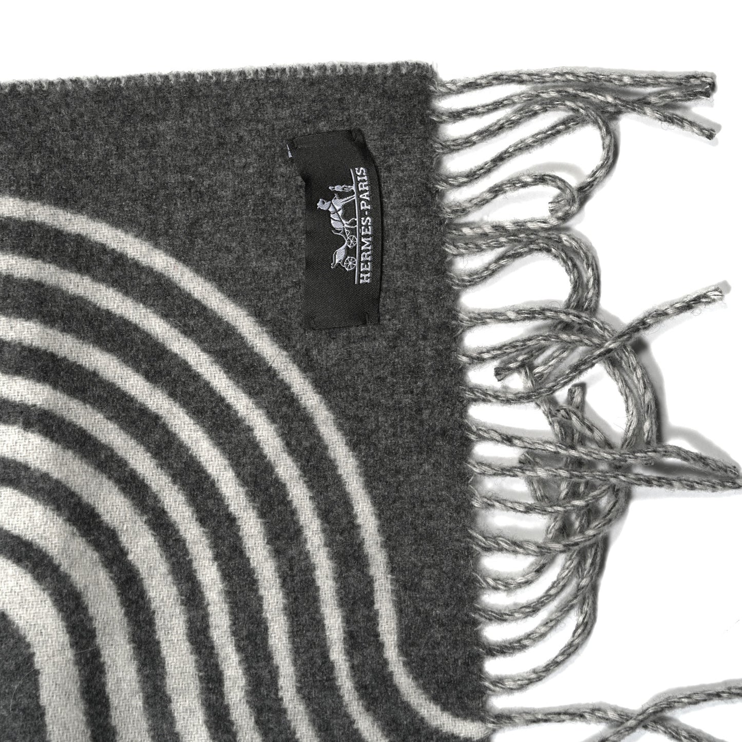 Cashmere Casaque Vague Muffler Gris Flanelle Ivoire
