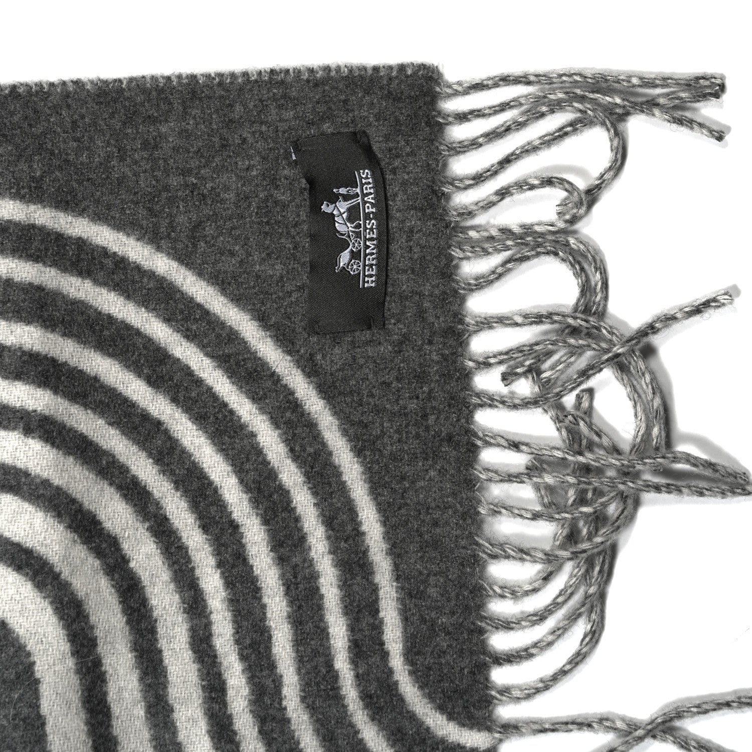 Hermes Cashmere Casaque Vague Muffler Gris Flanelle Ivoire 4 of 4