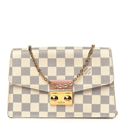 Louis Vuitton Damier Azur Croisette Chain Wallet Rose Ballerine 1 of 9