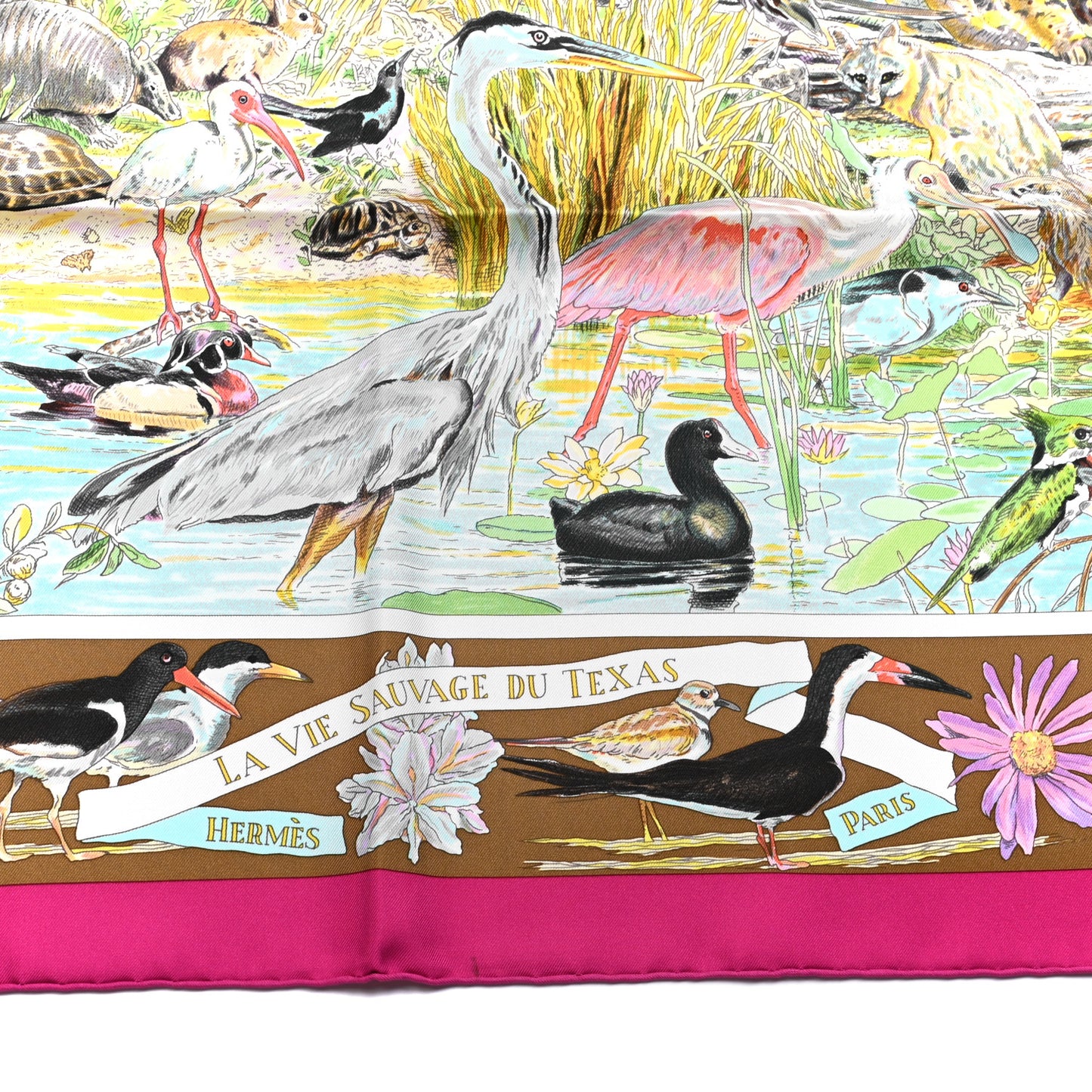 Silk La Vie Sauvage Du Texas Scarf 90 Rose Indien Tabac Vert