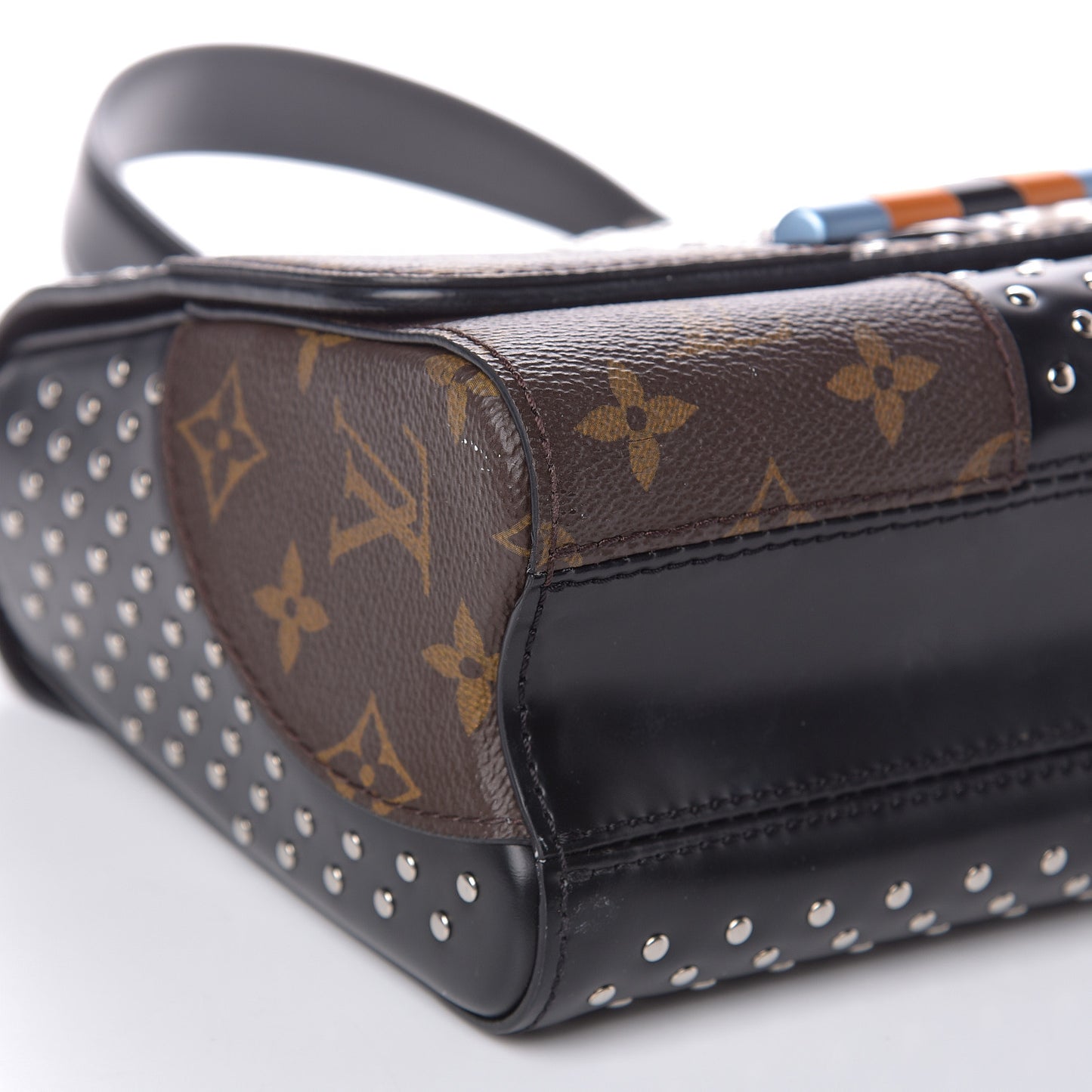 Calfskin Monogram Twist Studded Shoulder Bag MM Black