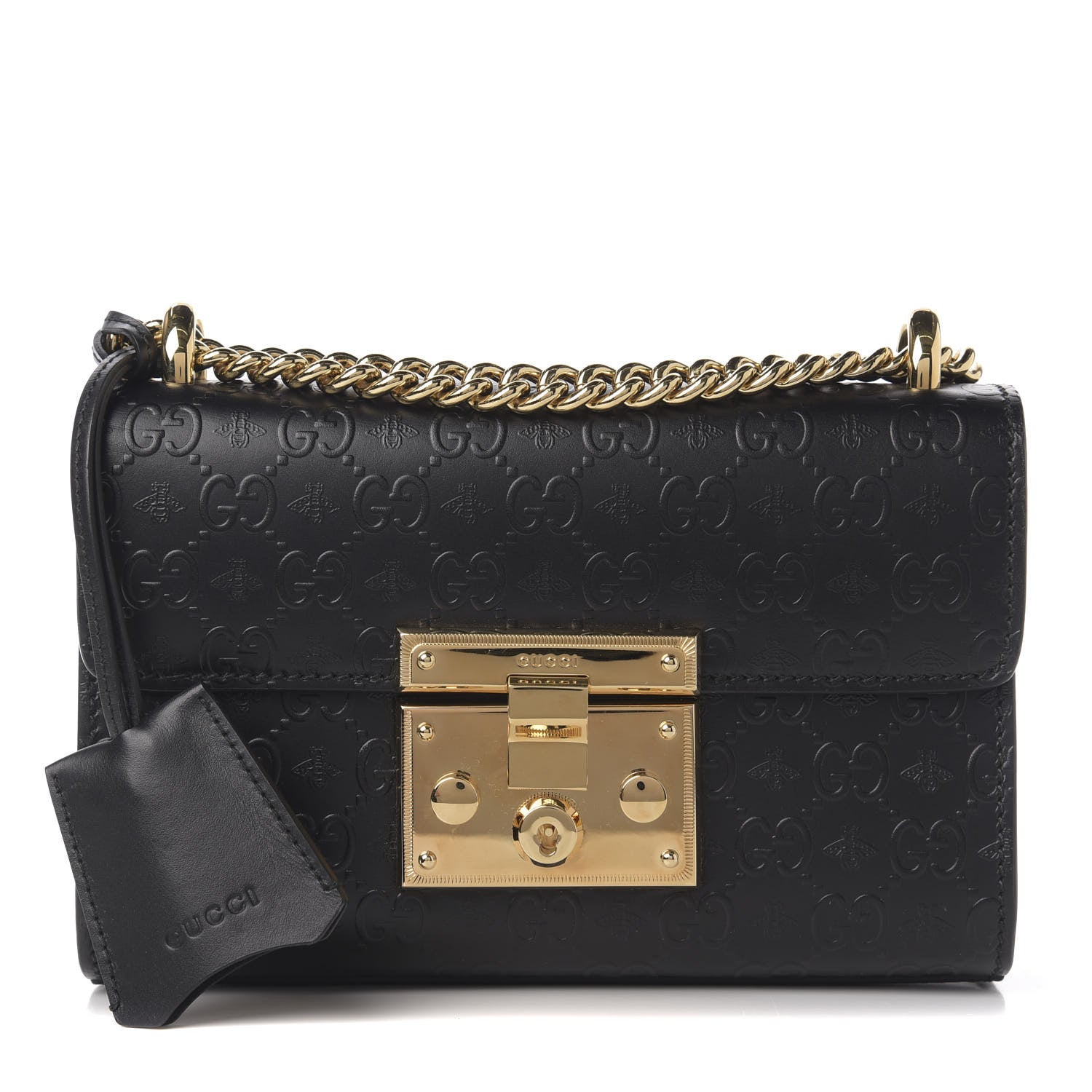 Gucci Guccissima Small Padlock Shoulder Bag Black 1 of 15
