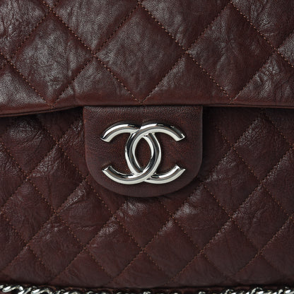 Chanel Crumpled Lambskin Quilted Maxi Chain Around Flap Dark Brown 10 of 10