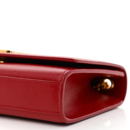 Saint Laurent Grain De Poudre Small Monogram Kate Satchel Red 10 of 10