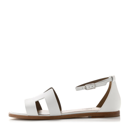 Hermes Calfskin Santorini Sandals 37.5 White 1 of 9