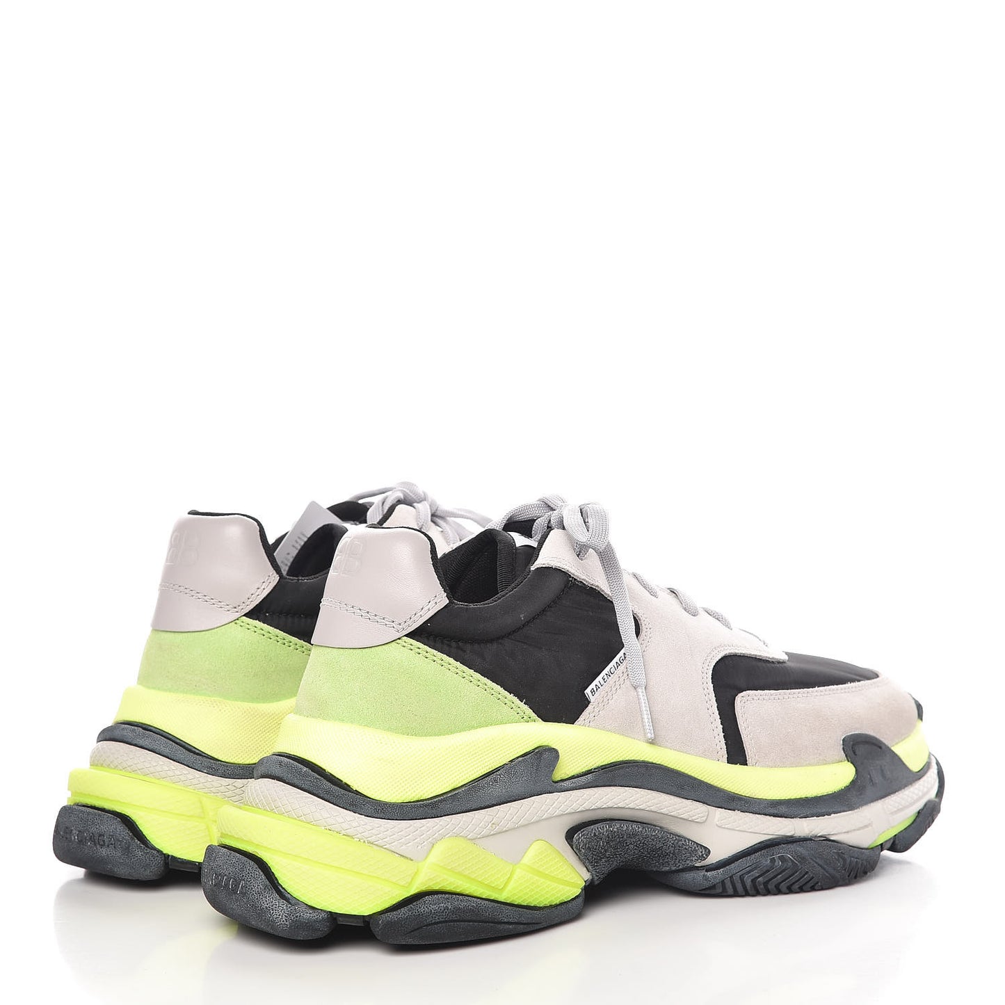 Nylon Suede Mens Triple S 2.0 Sneakers 43 Gris Black Jaune Fluo