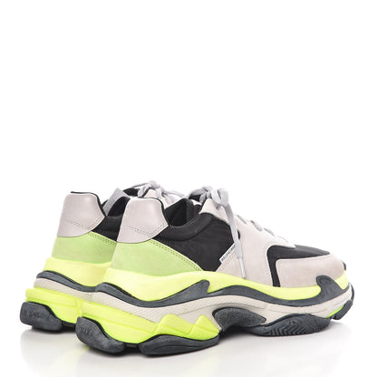 Balenciaga Nylon Suede Mens Triple S 2.0 Sneakers 43 Gris Black Jaune Fluo 4 of 11