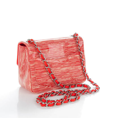 Chanel Patent Calfskin Striped Mini Square Flap Red 3 of 8