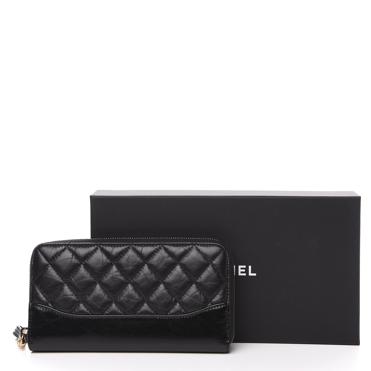 Chanel Aged Calfskin Quilted Small Gabrielle Zip Around Wallet Black 8 of 8