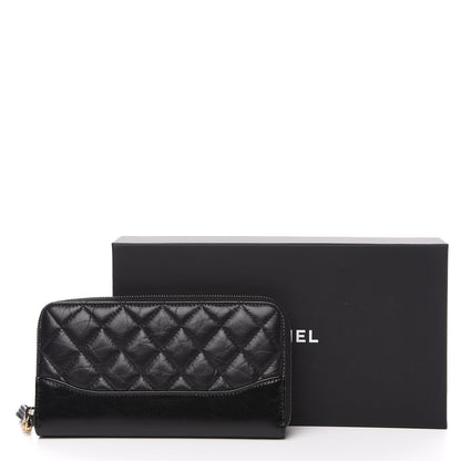 Chanel Aged Calfskin Quilted Small Gabrielle Zip Around Wallet Black 8 of 8