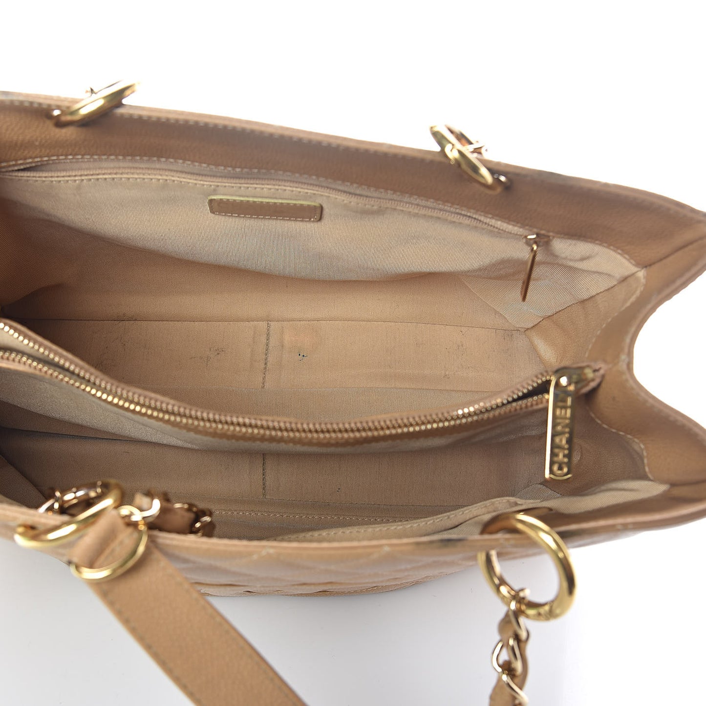 Caviar Quilted Grand Shopping Tote GST Beige