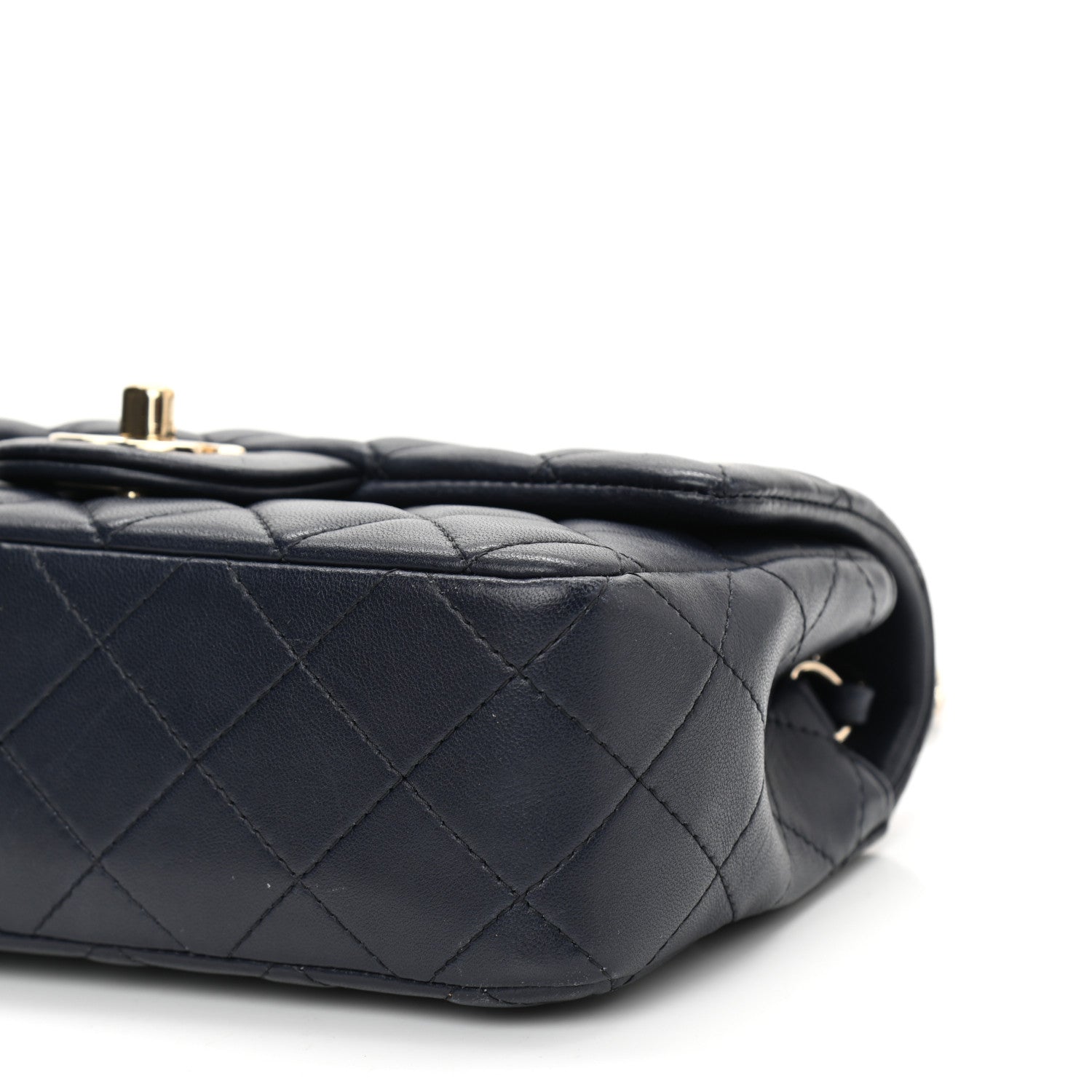 Chanel Lambskin Quilted Mini Rectangular Flap Dark Navy Blue 9 of 11