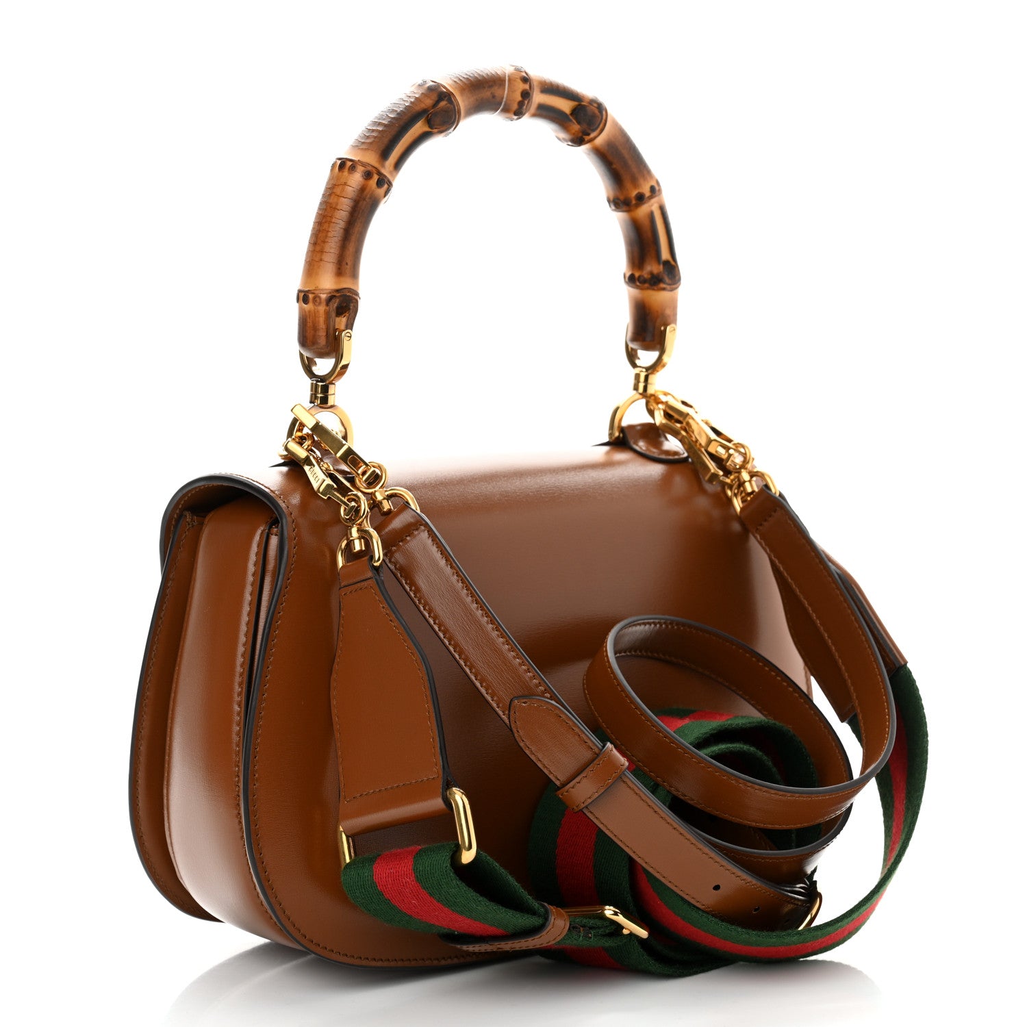 Gucci Boarded Dyana Lux Calfskin Web Medium Bamboo 1947 Top Handle Bag Brown 4 of 13