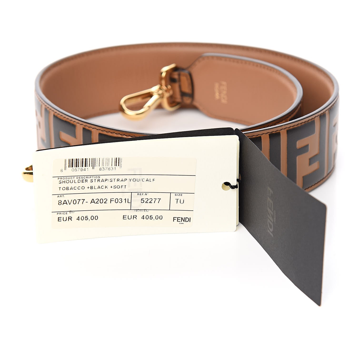Fendi Calfskin FF 1974 Embossed Strap You Tobacco Black 5 of 6