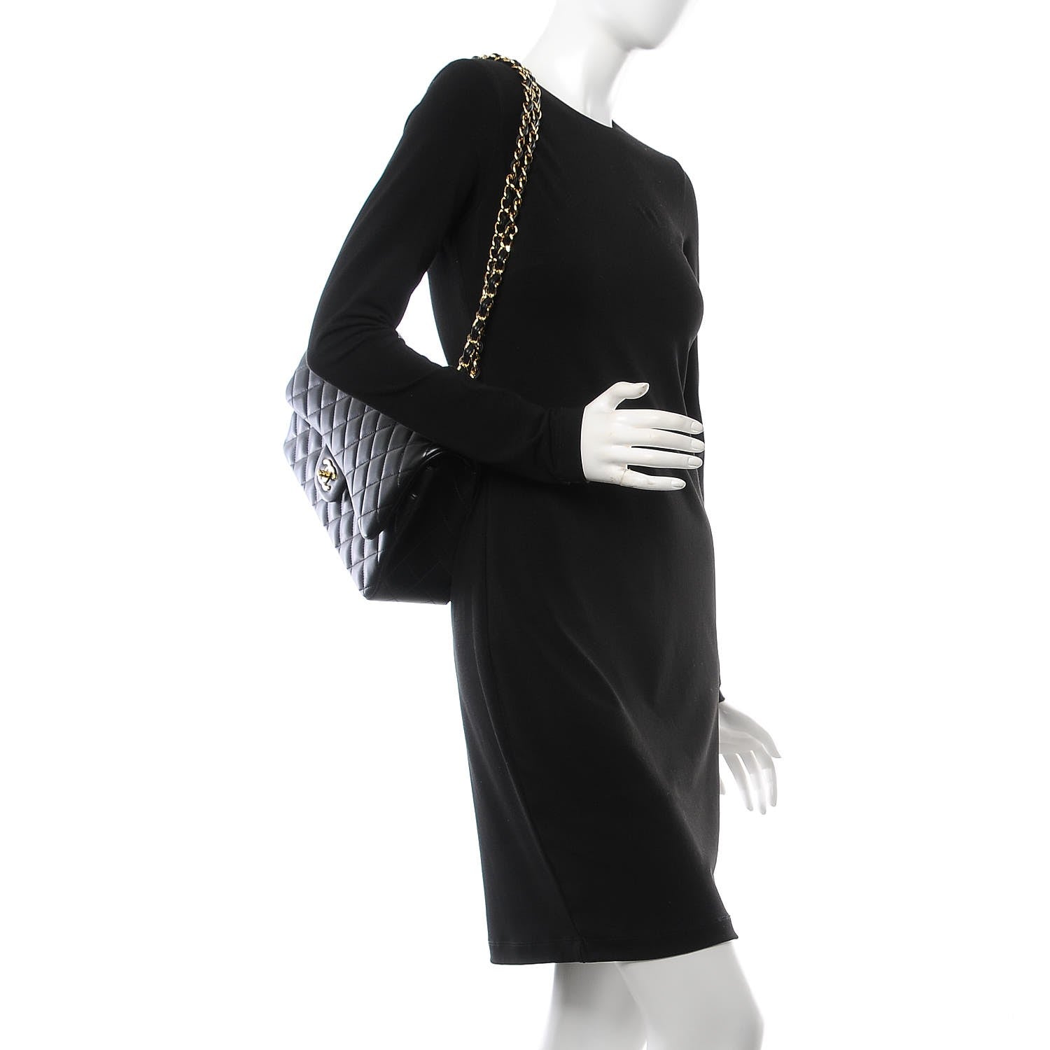 Chanel Lambskin Quilted Jumbo Double Flap Black 2 of 7