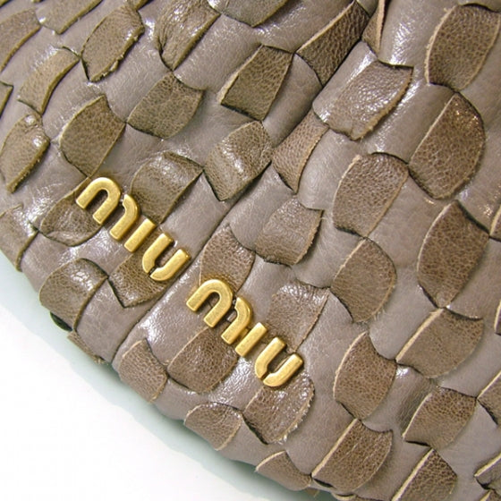 Leather Woven Shopper Tote Bag