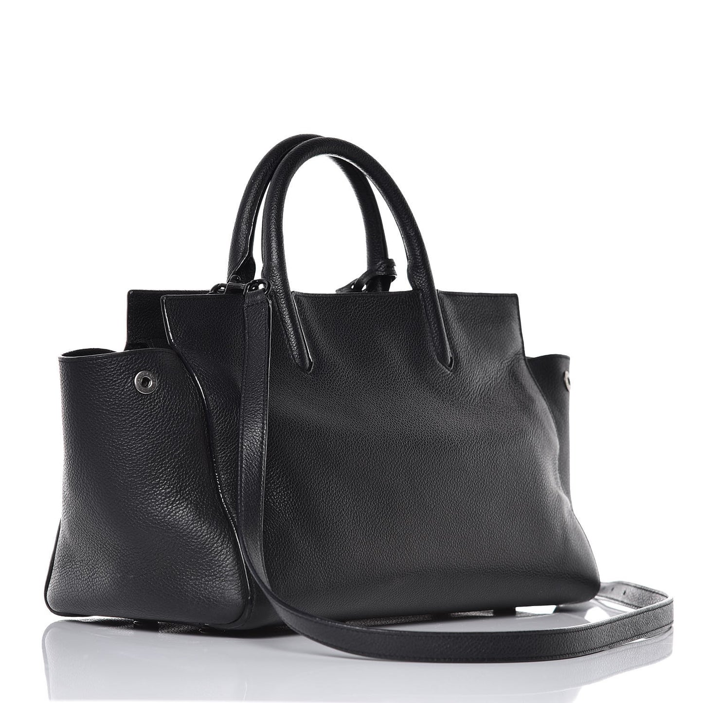 Grained Calfskin Small Cabas Rive Gauche Black