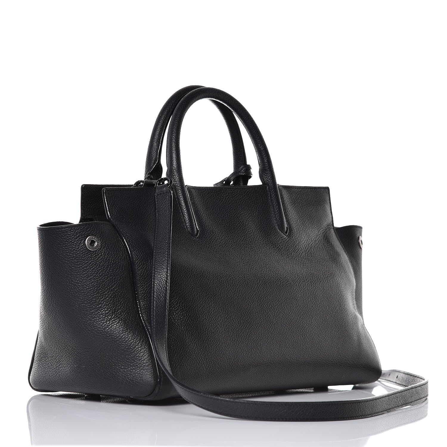 Saint Laurent Grained Calfskin Small Cabas Rive Gauche Black 3 of 15