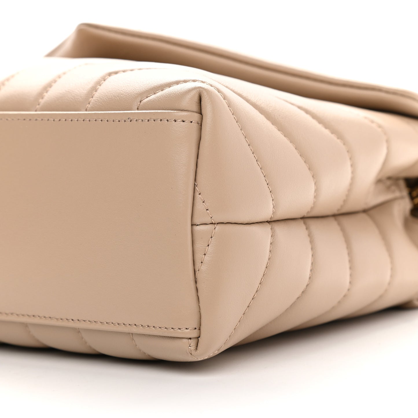 Calfskin Y Quilted Monogram Small Loulou Chain Satchel Dark Beige