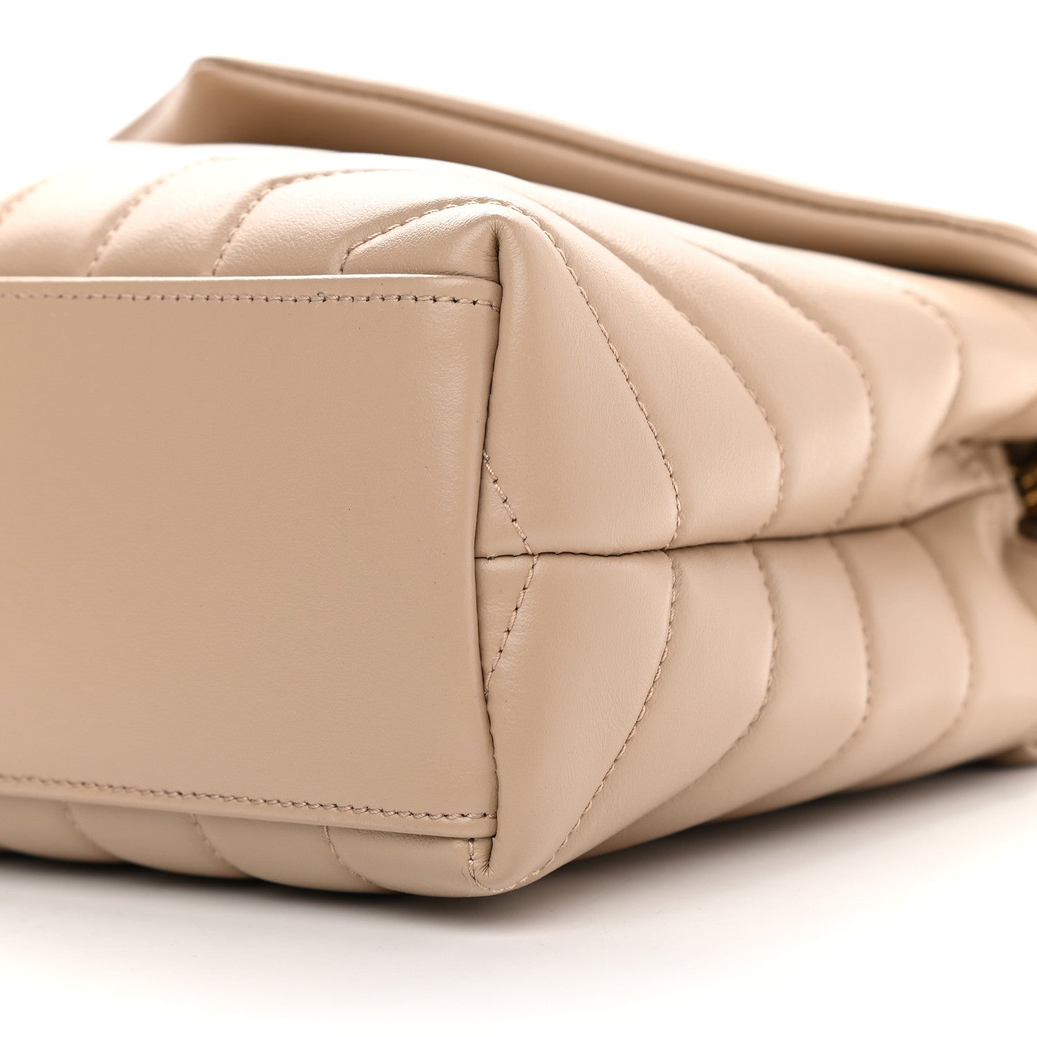 Saint Laurent Calfskin Y Quilted Monogram Small Loulou Chain Satchel Dark Beige 9 of 9