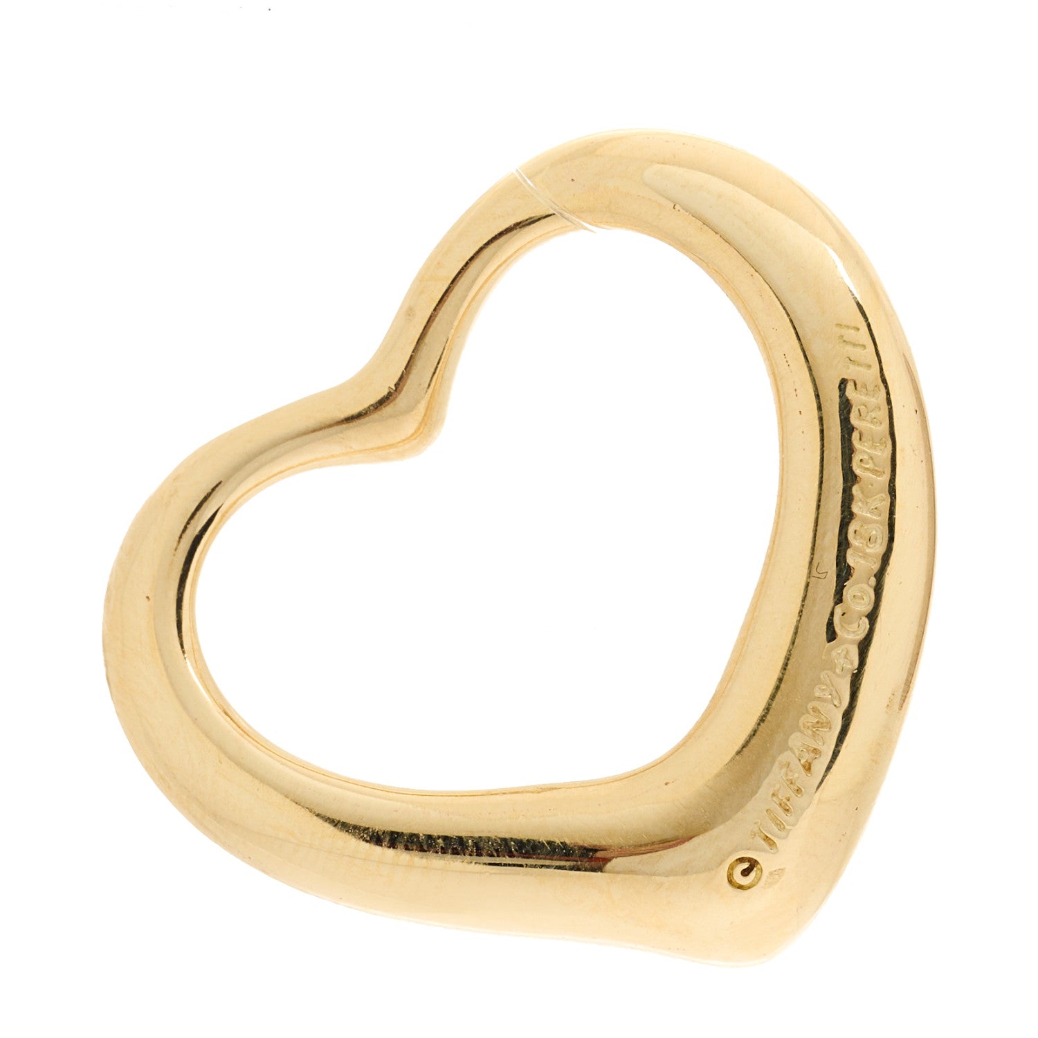 Tiffany 18K Yellow Gold Diamond 28mm Elsa Peretti Open Heart Pendant 3 of 4